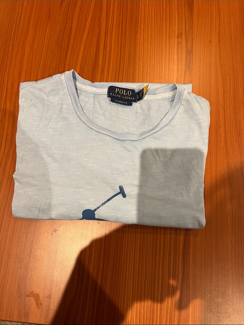 Polo by Ralph Lauren Light Blue Crew Neck T-Shirt with Navy Polo Graphic
